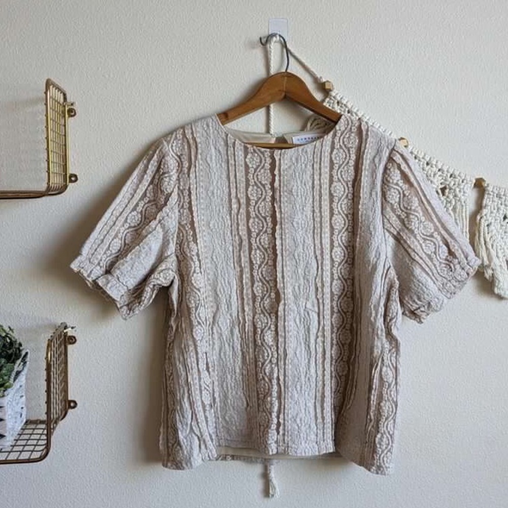 DownEast Beige Lace Blouse
